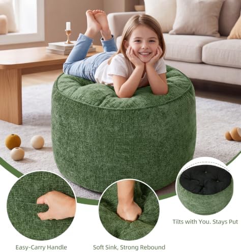 Hobestluk Round Oversized Ottoman Foot Leg Rest Under Desk for Couch - Image 5