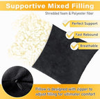 1 MIDDLE ONE 2 Pack Small Pillow, 16 X 12 Inches, Memory Foam Mini Pillow for Travel, Camping, Sleeping, Nap and Neck, Knee, Lumbar Support, Tiny Cushion for Pet, Dogs (Black) - Image 3