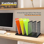 Kuntine.B Desk File Organizer Upright Mesh Desktop Organizer File Sorter Office Organization File Holder for Home, Office & Classroom (Black, 2 Pack 5-Section) - Image 3