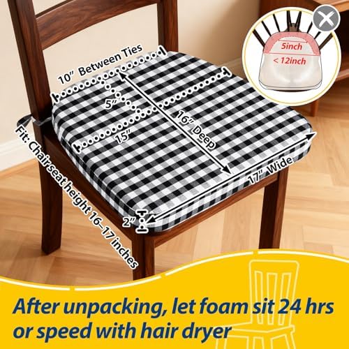 AAAAAcessories Chair Cushions for Dining Chairs, 17 x 16 x 2 in, Set of 4 - Image 2