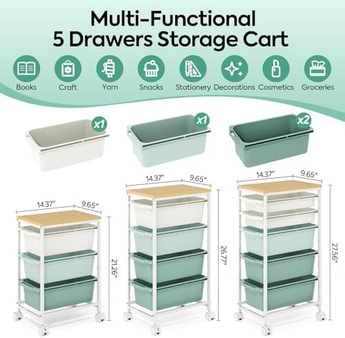KINGBOARD Slim Rolling Cart with 4 Drawers, Metal Utility Storage Cart - Image 2