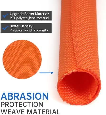 Split Braided Cable Sleeve，Flexible Wire Loom Tubing, Automotive Cord Protector Pet Proof, Cable Management for Computer TV Electric Wires Harness 16ft (Orange, 25mm（1") - Image 3