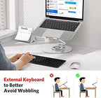 OMOTON Adjustable Laptop Stand for Desk 360° Rotating Base up to 17" Silver - Image 2
