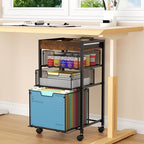 SWTYMIKI Rolling File Cart with Drawers - 4 Tier Under Desk Storage Craft Rolling Organizer Cart - Office Storage &Organization, Mobile Metal Filing Cabinet for Office and Home Espresso - Image 2
