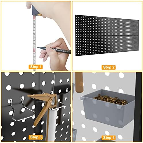 Pegboard Smith 4x2ft Metal Pegboard Kit for Tools Storage, Black Pegboard Wall Organizer with Hooks and Pegboard Bins - Image 6