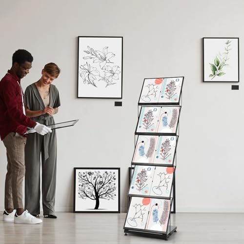 AmazingSpark Brochure Display Stand Foldable Magazine Rack Portable Double A4 Size Literature Brochure Holder Magazine Rack Metal 10 Pockets with Carrying Bag for Trade Show Exhibition Office(5-Tier) - Image 7