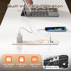 PRAISUN 57.5 Inch L Shaped Gaming Desk with Power Outlets and LED Lights - Image 4