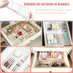 14 PCS Clear Expandable Drawer Organizer Trays for Bathroom & Vanity Drawer - Image 5