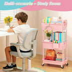 SUNALLY Baby Diaper Caddy Cart, 3 Tier Rolling Diaper Cart for Nursery,Pink - Image 5