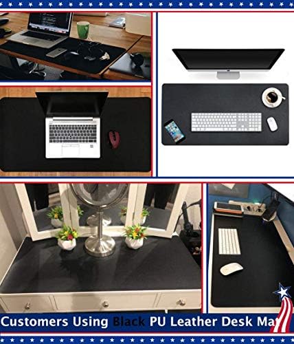 24 X 48 Inch Desk Blotter Pad on Top of Desks Waterproof PU Leather Mouse Pad Desk Writing Mat For Home Office Large Laptop Computer Gaming Under Keyboard Pad Desk Accessories for Women Men Kids Black - Image 3