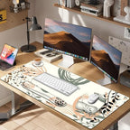 Large Mouse Pad with Wrist Support 4 in1 Set, XXL Big Game Mousepad + Keyboard Wrist Rest+Mouse Wrist Rest+Coaster Ergonomic Gaming Mat for Home Office Table Computer I Modern Boho Leaves - Image 7