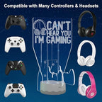 CoolGift Mart Light Up Headset and Controller Stand, 16 Colors 3D LED Lights Gamepad Headphone Holder with Remote Control, Game Controller Hanger for All Universal Gaming PC Accessories - Image 3