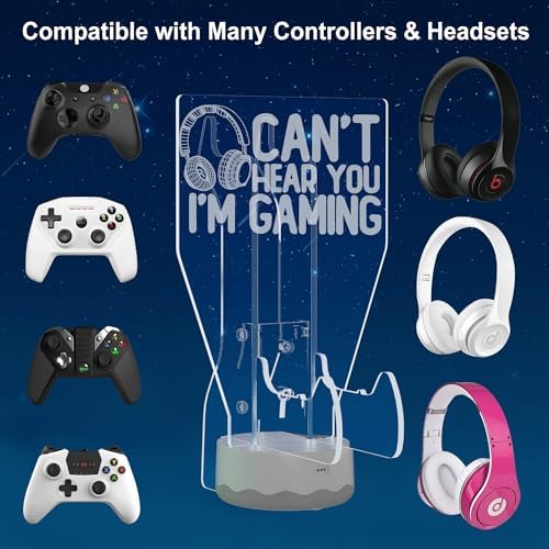 CoolGift Mart Light Up Headset and Controller Stand, 16 Colors 3D LED Lights Gamepad Headphone Holder with Remote Control, Game Controller Hanger for All Universal Gaming PC Accessories - Image 3