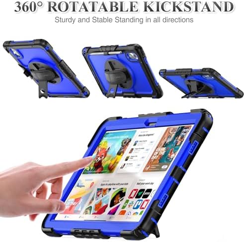 SEYMAC stock Tablet Case for Lenovo Idea Tab 11'' / M11 (TB336FU/TB330FU) 11 inch Drop-Proof Protection Cover with 360° Rotate Stand & Strap [Pen Holder] & Screen Protector 2025/2024, Blue+Black - Image 4