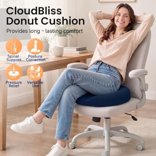 CloudBliss Donut Pillow Stadium Seat Cushion for Tailbone Pain Relief and Hemorrhoids, Memory Foam Seat Chair Cushion, Portable Seat Cushions for Bleachers, Car, Home & Office - Image 2