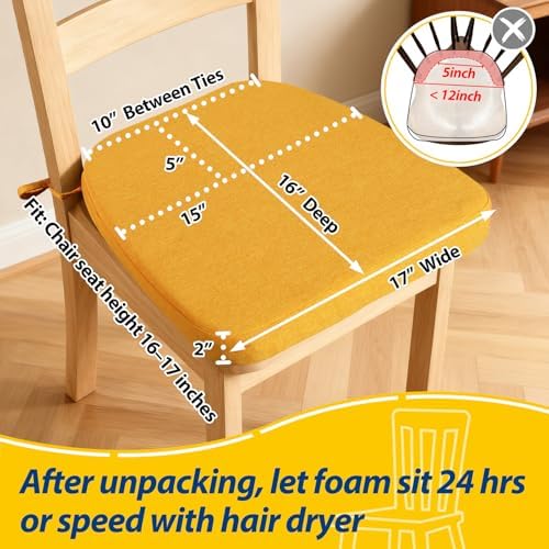 AAAAAcessories Chair Cushions for Dining Chairs, 17 x 16 x 2 in, Set of 2 - Image 2