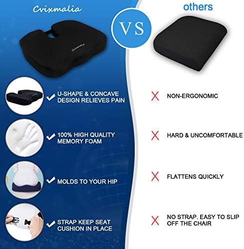 Seat Cushion Premium Memory Foam Non-Slip Coccyx Tailbone Cushion for Office Chair, Car Seat, Wheelchair, Yoga and Travelling- Back, Hip and Tailbone Pain Relief - Image 2
