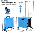 Foldable Utility Cart Portable Collapsible Crate Rolling Carts with Wheels Rolling Tote Basket Teacher Cart with Lid Wear-Resistant 360°Rotate Wheel Noiseless for Shopping Storage Office Use - Image 5