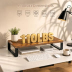 XINYAO 2 Pack Monitor Riser for Desk, Wood and Steel, 16*12*3 inch, Brown - Image 2