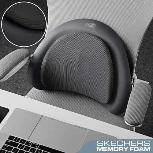 Skechers Lumbar Pillow Premium Memory Foam,Double-Layer-Office Chair Cushion for Tailbone Pain Relief,Butt Pillow for Office Chair,Car seat Cushion,Long Sitting Office Workers,and Car Drivers,Black - Image 4