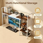 Desk Shelf Organizer with Pegboard & Hooks, Desk Hutch for Computer Monitor, Multi-Tier Wood Desktop Bookshelf Display Rack for Home Office Dorm Room (Simple White, 38.6‘’) - Image 6