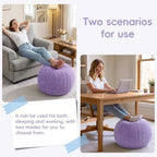 Hobestluk Stuffed Pouf Ottoman Footrest,Round Footstool,Small,Purple - Image 3