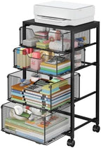 Sbanmao 4 Drawers Rolling File Cart with Wheels, Mobile File Cabinet, Black by shengbaomaoyi