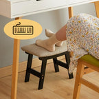 Foot Stool Ottoman Foot Rest Under Desk,Small Stool for Living Room, Bedroom and Kitchen (Black Legs - Beige Stool Surface) - Image 7