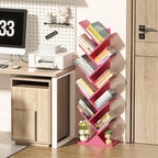 10 Tier Tree Book Shelf, Floor Standing Wood Bookshelf for Narrow Space - Image 4