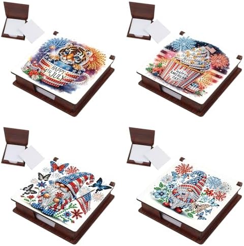 4Pcs Sticky Note Holder Diamond Art Painting Wooden Post Note Dispenser Memo Paper Storage Box with 160 Sticky Notes Desk Office Accessories-01 by ARTopet