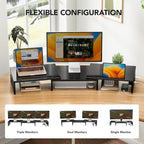 HUANUO Dual Monitor Stand with USB Ports, Adjustable Length & Angle, Black - Image 4