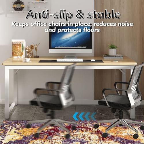 Office Chair Mat for Hardwood Floor, 36"x48" Anti-Slip Desk Chair Mat for Hard Floors, Under Desk Computer Rug for Rolling Chair, Easy Glide Floor Protector Mat for Home Office(Purple Yellow) - Image 4