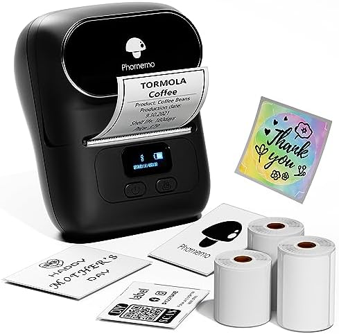 Phomemo M110 Label Maker with 3 Tapes, Bluetooth Portable Thermal Printer by Phomemo