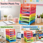 ZZYFGH 6 Pack Turn in Trays Classroom, Colorful Turn in Trays for Teachers, Plastic Classroom Paper Organizers, Stackable Tray for Classroom, Library, Drawers, Office Desk (13.4 * 9.5 * 2.7in) - Image 6