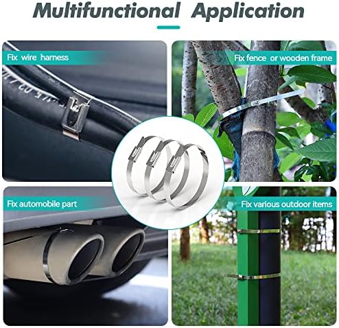 Metal Zip Ties 35 inch 304 Stainless Steel Locking Cable 250LB 900mm 100pcs Heavy Duty Exhaust Wrap Multi Purpose Binding for machinery, vehicles, farms, cables, pipes,Fence - Image 2
