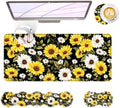 Large Keyboard Mouse Pad Set, Extended Mouse Pad+Keyboard Wrist Rest Support, Memory Foam Ergonomic Easy Typing, 4Pcs (31.5×11.8 in) Desk Pad Set for Office Home,Flower Daisies by Unknown