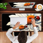 Keyboard Wrist Rest and Mouse Pad with Wrist Support Set Ergonomic Coaster,Memory Foam,Easy Typing Pain Relief,Large XL Desk Mat 31.5"x 11.8",Ladybug on Daisy Flower - Image 4