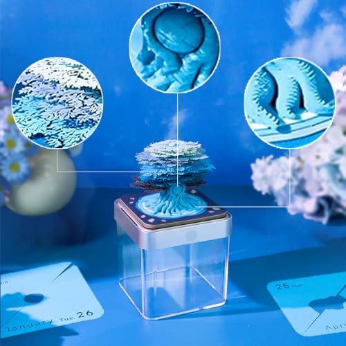 3d Calendar 2027,Hand Tear DIY Art 3d Calendar,Perfect Combination Of Artistic And Practical Design With Lights,Suitable For Note Taking,Decorative Ornaments,Holiday Gifts (Wishing Tree) - Image 3