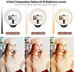 UBeesize 10.2" Ring Light with Overhead Phone Mount, LED Selfie Light with Stand and Phone Holder, Desk Light for iPhone, Desk Tripod for Video Recording, YouTube, TikTok, Live Stream, Cooking, Vlog - Image 3