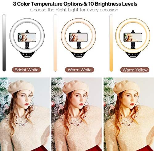 UBeesize 10.2" Ring Light with Overhead Phone Mount, LED Selfie Light with Stand and Phone Holder, Desk Light for iPhone, Desk Tripod for Video Recording, YouTube, TikTok, Live Stream, Cooking, Vlog - Image 3