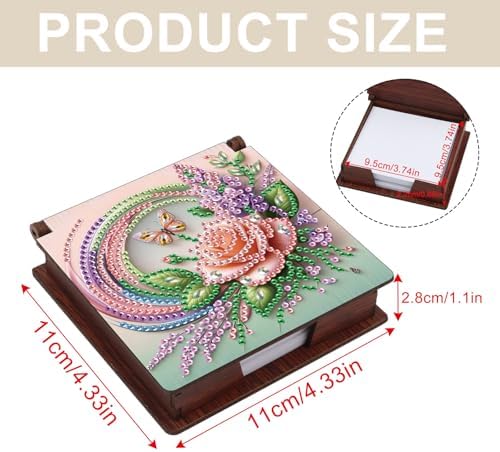 4Pcs Sticky Note Holder Diamond Art Painting Wooden Post Note Dispenser Memo Paper Storage Box Diamond Art by Numbers Mosaic Kits Office Desk Accessories-03 - Image 3
