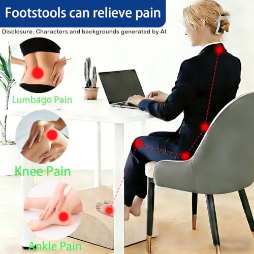 Foot Rest for Under Desk at Work, Ergonomic Under Desk Footrest with Washable Cover for Office, Home & Gaming Leg Elevation Pillow Beige - Image 3
