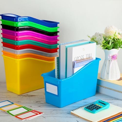 Jinei 24 Pack Book Bins for Classroom with Name Labels, 12 Color Rainbow - Image 4