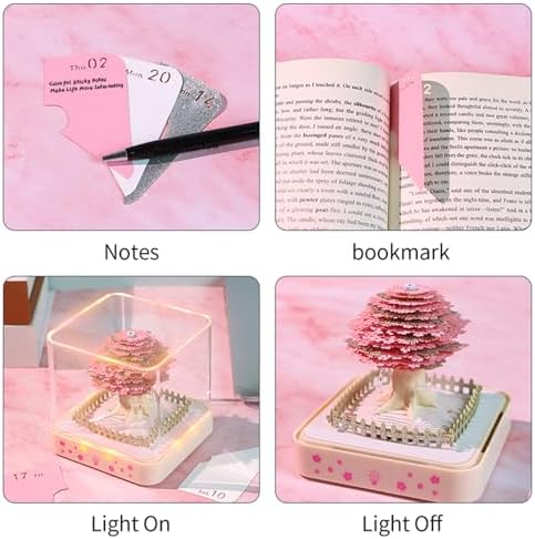 3D Calendar 2027, Desk Time Piece Calendar 2027,Tear-Away 3D Paper Art Notepad w LED Lights,Creative 3D Memo Artsy Pad Calendars, DIY Paper Carving Gift (Cherry Blossom Tree) - Image 4
