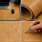 Premium Leather Desk Mat, Full Grain Leather Desk Pad Protector & Desk Blotter, Waterproof Non-Slip Writing Surface for Keyboard, Mouse & Laptop, Desk Pad for Home & Office (Tan, Medium) - Image 3