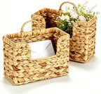 2 Pcs Hanging Magazine Basket, Woven Wall Mail Holder Organizer with Handle by VANEME