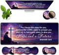 Ergonomic Memory Foam Mouse Pad Wrist Rest Set,Large Gaming Desk Pad + Keyboard Wrist Rest + Mouse Wrist Cushion + Coaster for Home Office Study Gaming,Christian Cross Quote Bible Verse Jeremiah 29:11 by Unknown