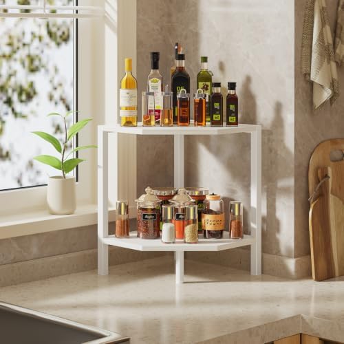 Creso hom Corner Shelf Stand, 2 Tier Industrial Corner Bookshelf - Image 4