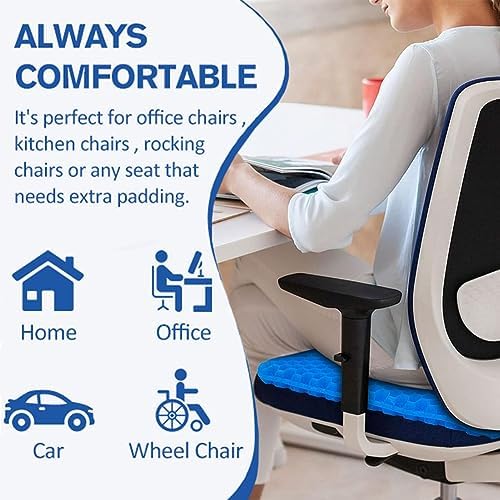 Gel Seat Cushion for Long Sitting, Super Large Gel Cushion Chair Pads for Home Office Car Seat Wheelchair, Breathable Honeycomb Pressure Relief Cushion for Sciatica, Tailbone, Coccyx & Back Hip Pain - Image 6