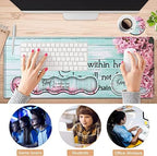 Mouse Pad Set, Large Gaming Mouse Pad + Keyboard Wrist Rest Support + Mouse Wrist Cushion + Coaster, Non-Slip Rubber Base, 31.5 x 11.8 in Extended Desk Mat for Office, Psalm 46-5 Pink Hyacinth - Image 7